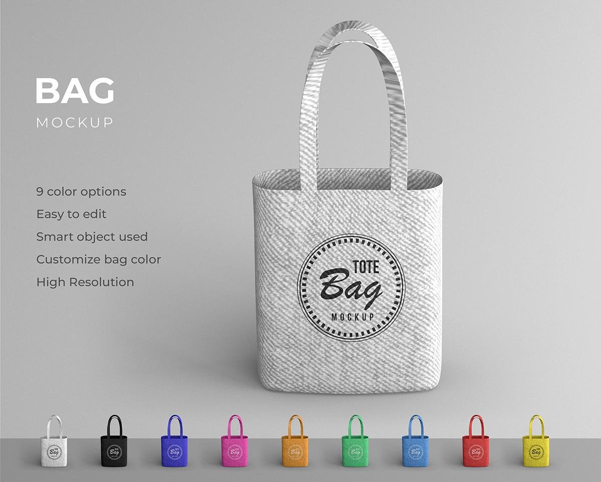 Canvas Tote Bag Mockup – Shopping Bag Branding Mockup with Multiple Color Variations