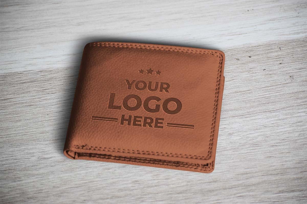 Leather Wallet Mockup – Realistic Embossed Logo Wallet Mockup for Branding