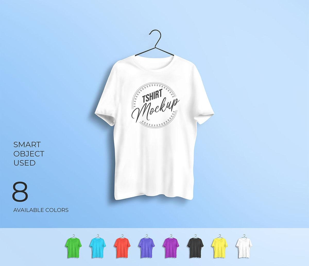 T-Shirt Mockup – Realistic Hanging T Shirt Mockup with Multiple Color Variations