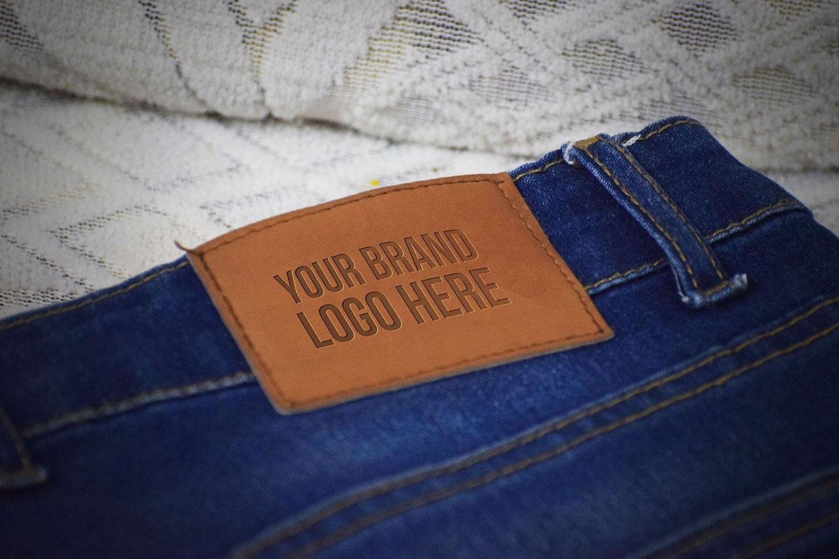Leather Patch Logo Mockup – Realistic Denim Jeans Branding Mockup