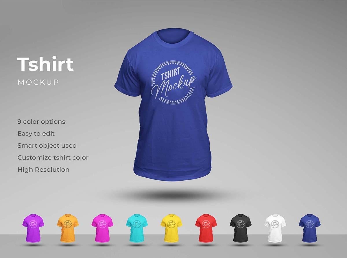 Floating T-Shirt Mockup – Realistic Apparel Mockup (9 Colors)