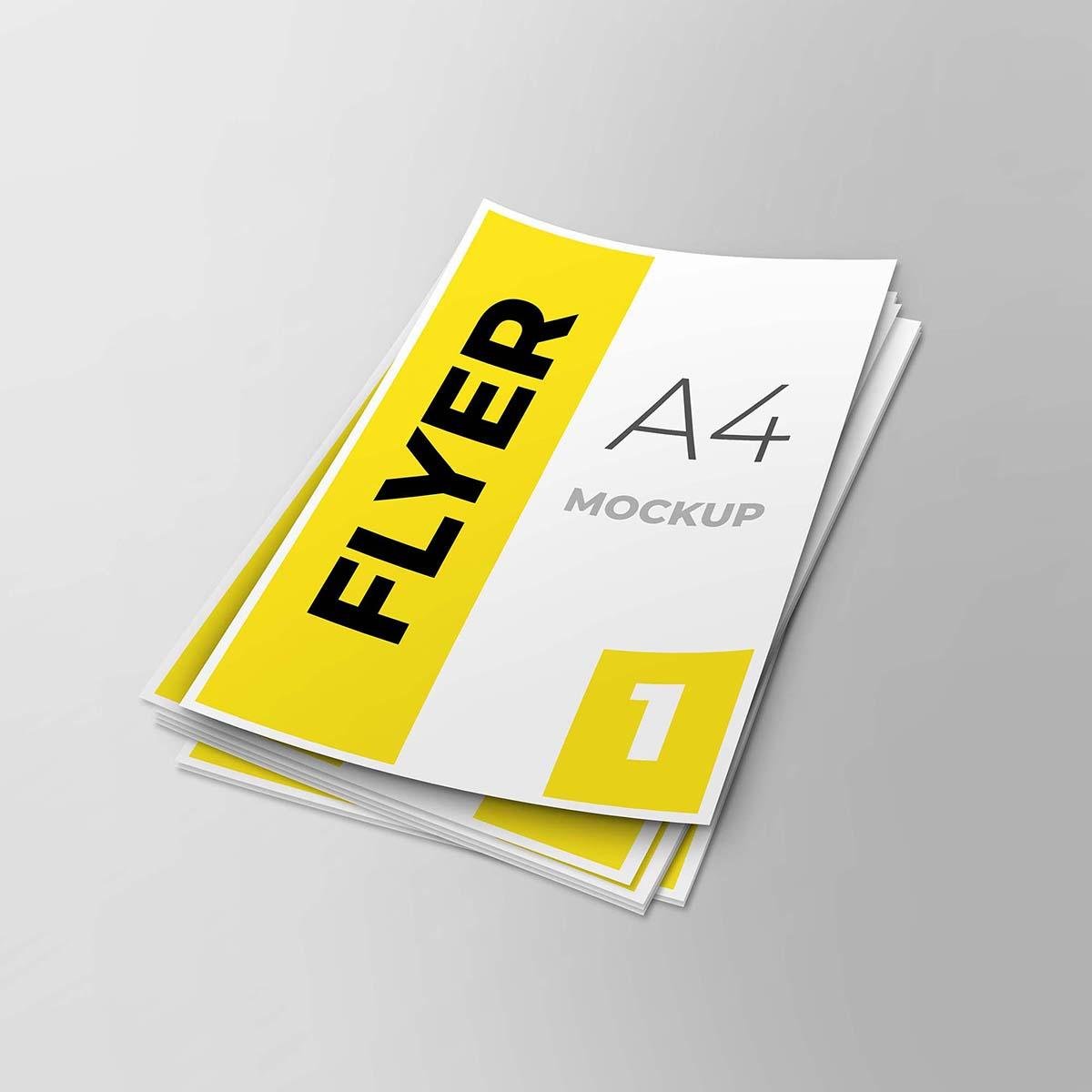 A4 Flyer Mockup – Realistic Stacked Paper Flyer Mockup for Print & Branding Presentation