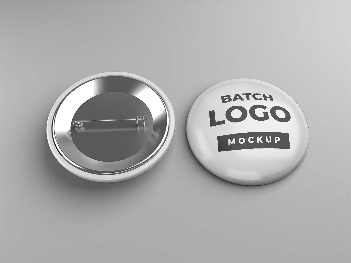Pin Button Badge Mockup – Round Badge Logo Mockup with Front & Back View