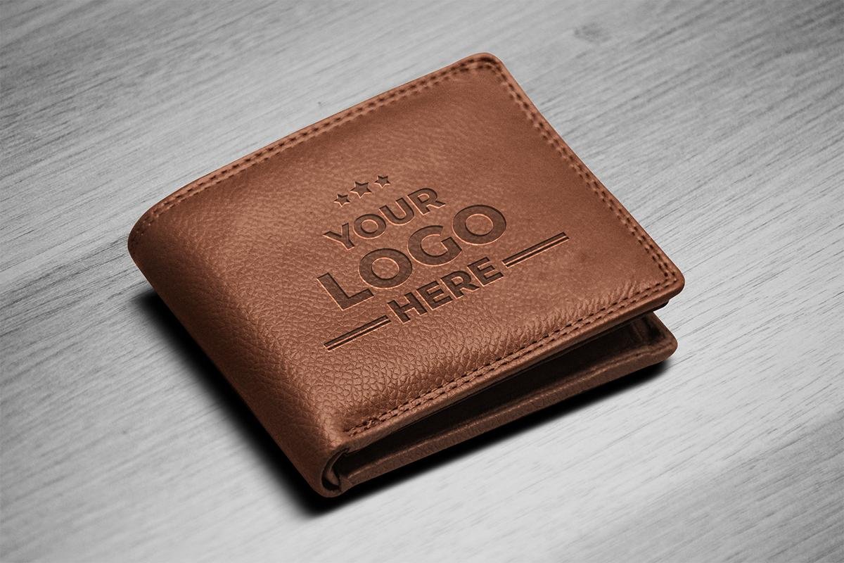 Leather Wallet Logo Mockup – Realistic Embossed Branding Mockup