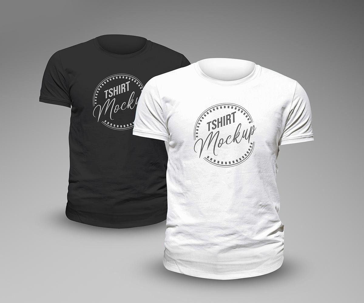 Realistic T-Shirt Mockup Set – Black & White Apparel Mockup for Clothing Branding