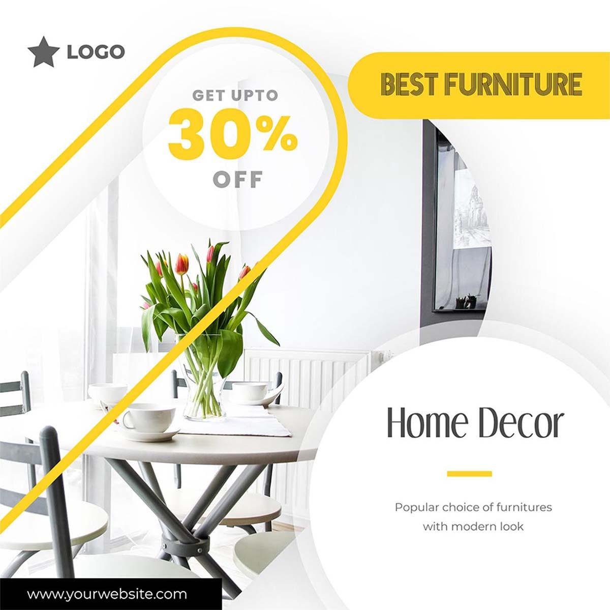 Furniture Sale Social Media Post Template | Home Decor Instagram Post PSD