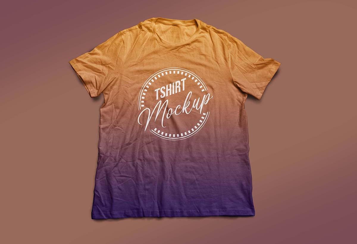 Gradient T-Shirt Mockup – Realistic Wrinkled Apparel Mockup for Clothing Design