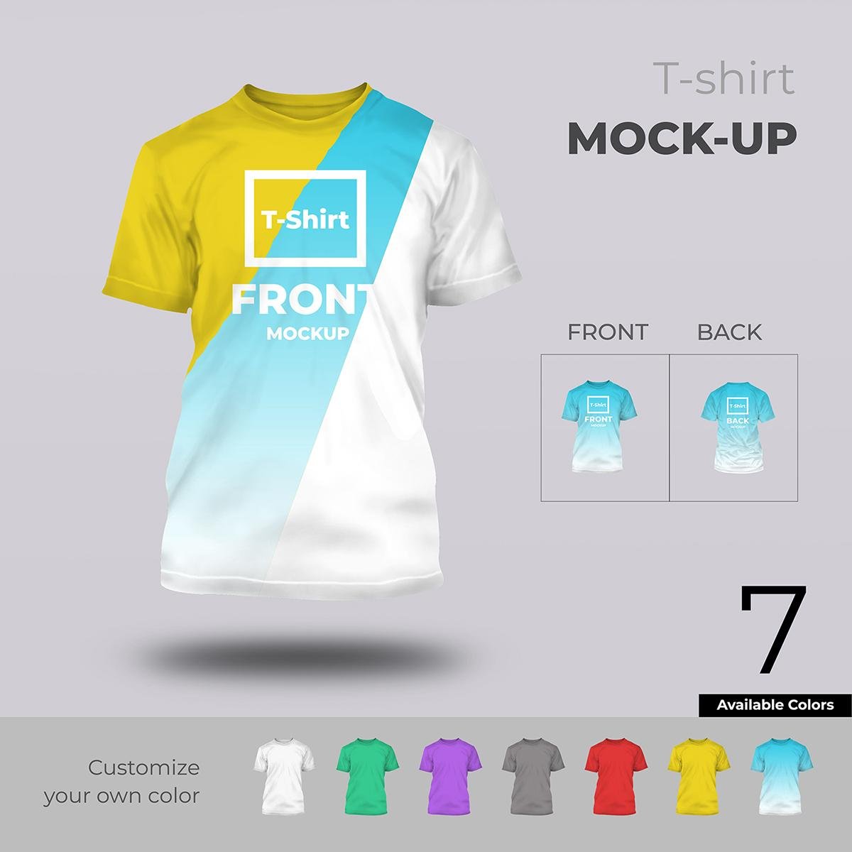 Front & Back T-Shirt Mockup – Realistic Apparel Mockup with 7 Color Options