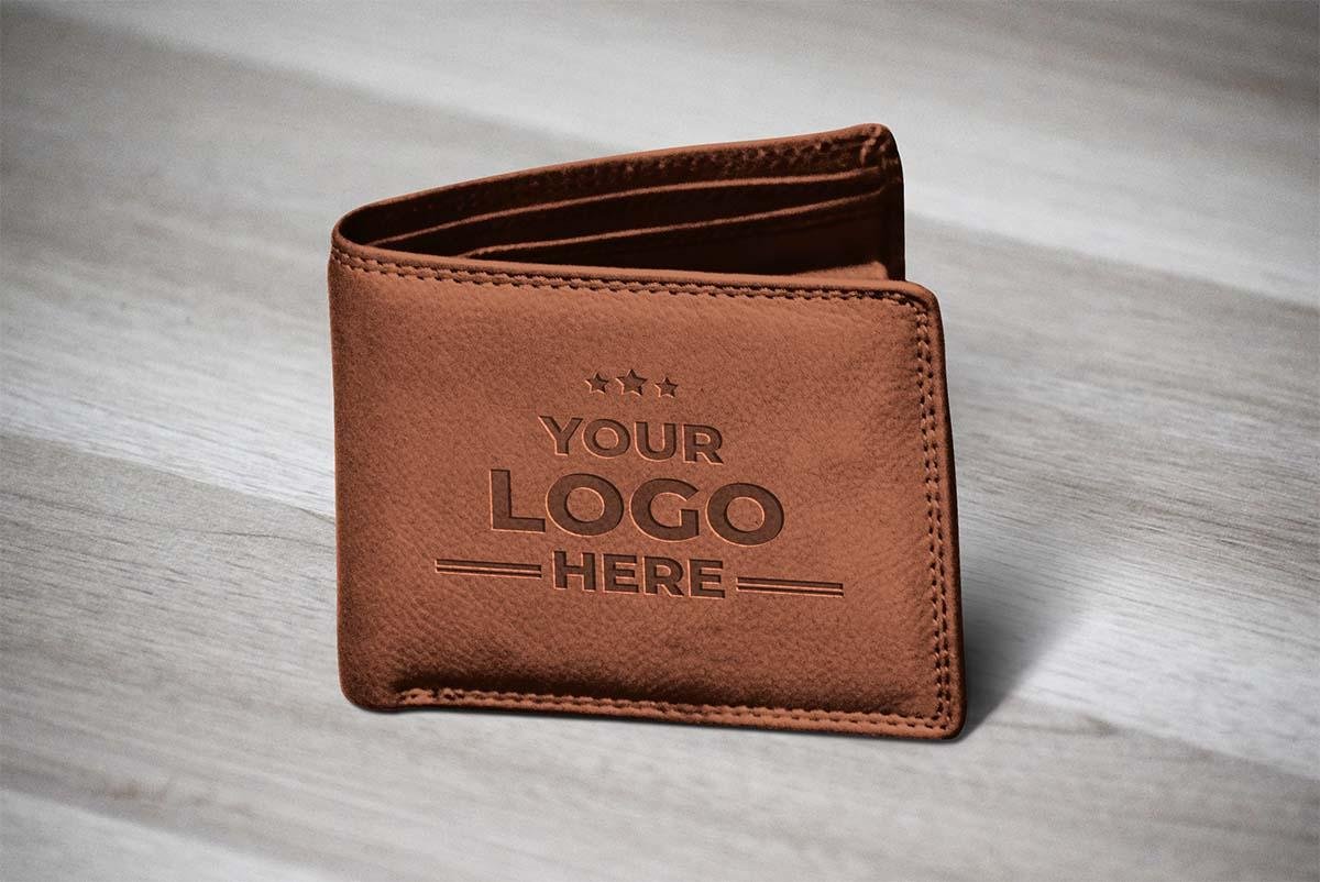 Leather Wallet Mockup – Realistic Embossed Logo Wallet Mockup for Branding Presentation