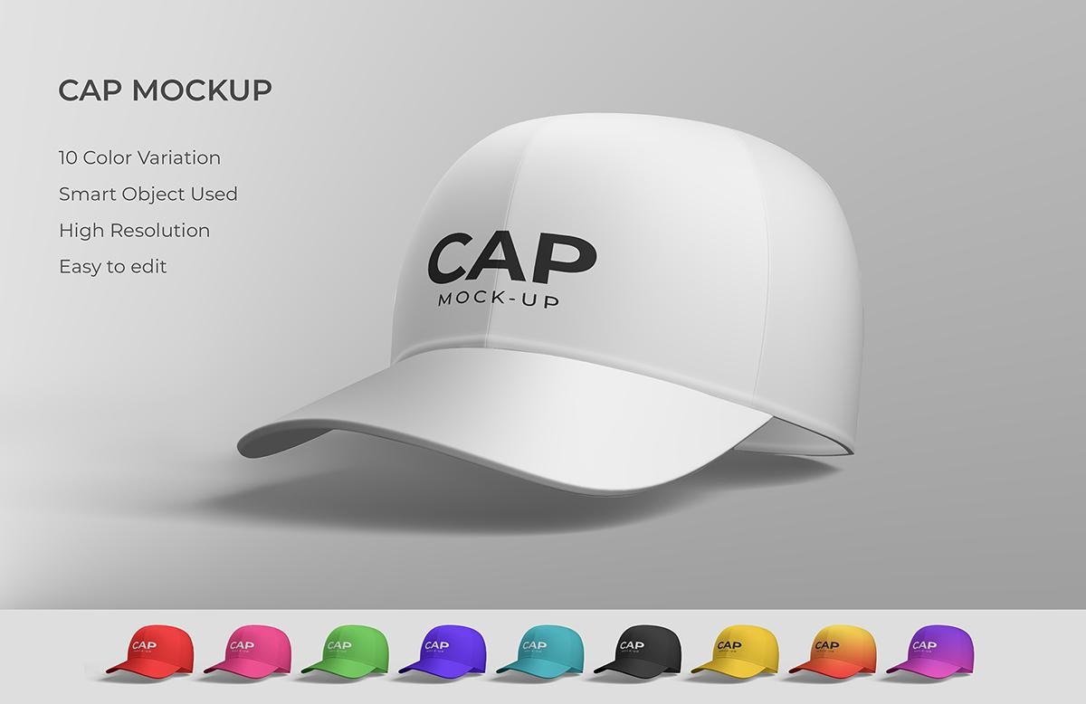 Baseball Cap Mockup – Adjustable Cap Branding Mockup with 10 Color Variations