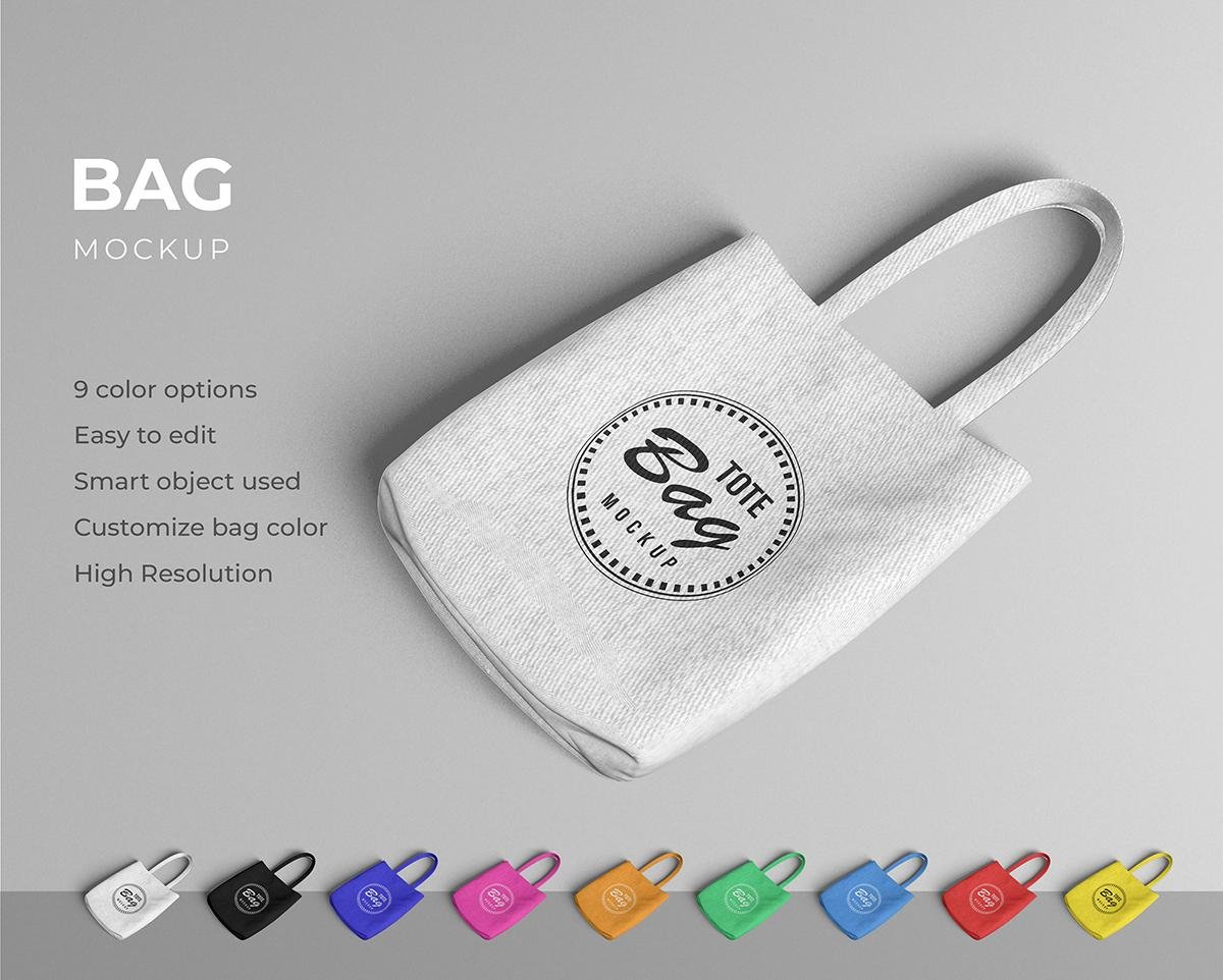 Canvas Tote Bag Mockup – Realistic Shopping Bag Mockup with Multiple Color Options