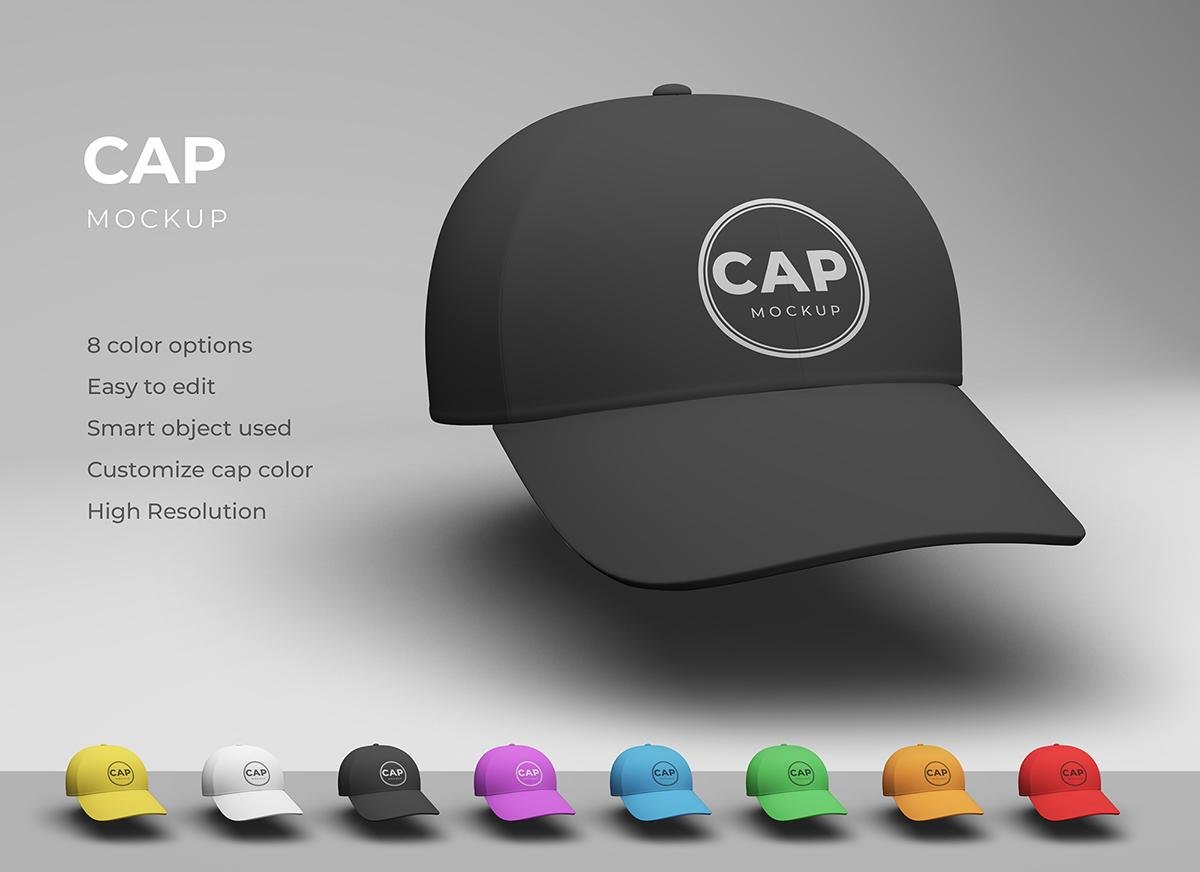 Baseball Cap Mockup – Adjustable Cap Branding Mockup with Multiple Color Options