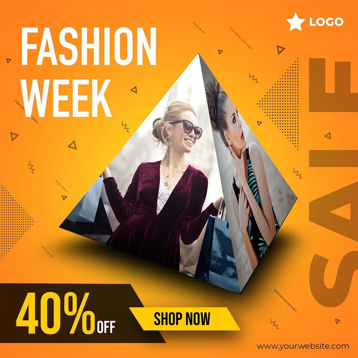 Fashion Sale Social Media Post Template | Fashion Week Instagram Ad PSD