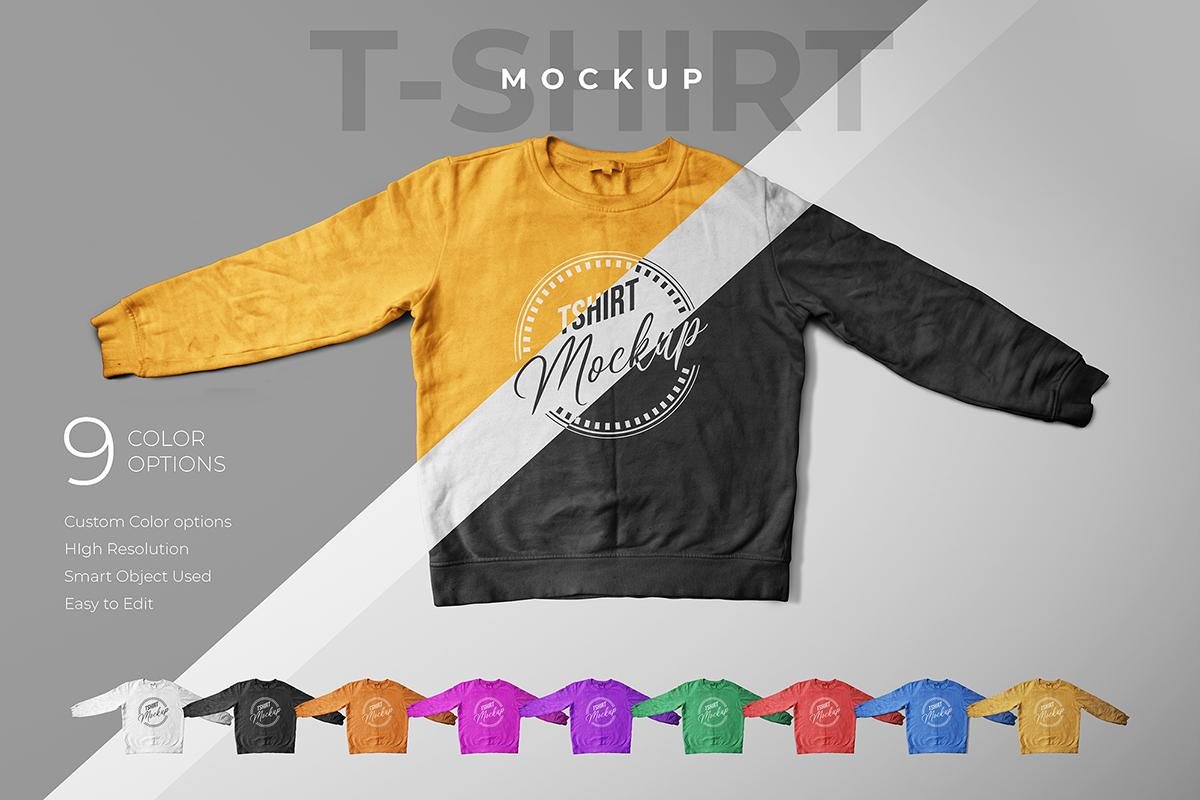 Sweatshirt Mockup – Realistic Crewneck Sweatshirt Mockup with 9 Color Options